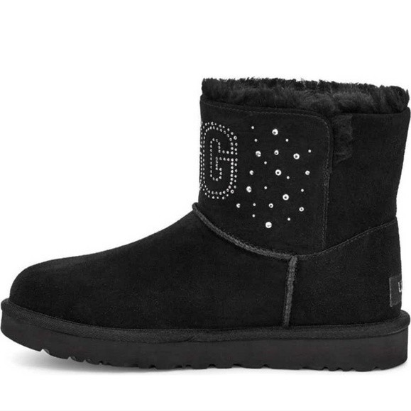 Ugg Classic Gem Mini Faux Fur Rhinestone Boots #228 - Picture 2 of 11